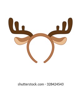 Reindeer mask. Funny christmas reindeer horns vector illustration. 