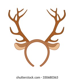 Reindeer mask. Funny christmas reindeer horns vector illustration. 