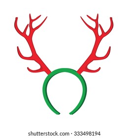 Reindeer mask. Funny christmas reindeer horns vector illustration. 