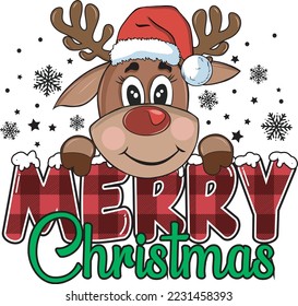 Reindeer Merry Christmas Print Template