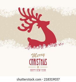 reindeer merry christmas snowy background