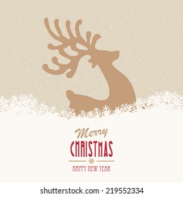 reindeer merry christmas snowy background