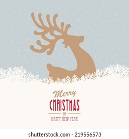 reindeer merry christmas snowy background