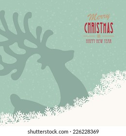 reindeer merry christmas snowy background