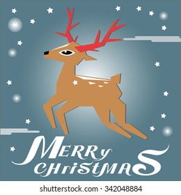 Reindeer merry christmas vector