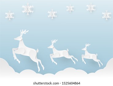 Reindeer Merry Christmas Vector Art and Illustration