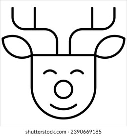 Reindeer, minimal Christmas icon. Vector illustration