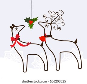 reindeer with mistletoe