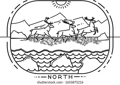 
reindeer in the mountains. Vector illustration. background for poster, banner, card, brochure or cover.