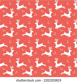 reindeer new year pattern, christmas vector, red christmas seamless pattern