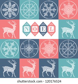  reindeer "noel" card in vector format