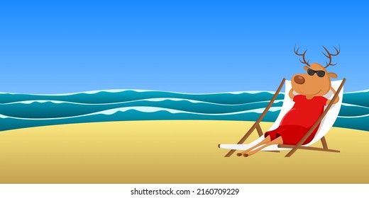 Renos de vacaciones. Ilustración vectorial.