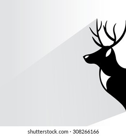 reindeer on white background, flat and drop shadow theme