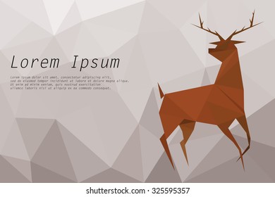 reindeer on white background, lowpoly design.