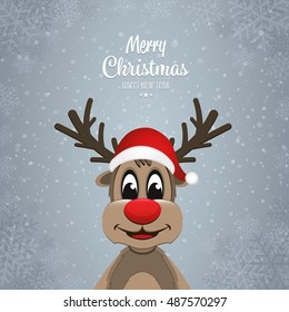 reindeer on winter snowflakes background