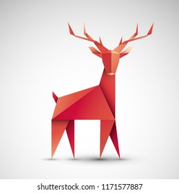 reindeer origami vector