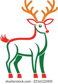 Reindeer out line vector image in white-background 