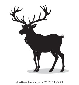 Reindeer outline and symbols. Dark level variety basic exquisite white foundation Reindeer birds vector and silhouette icon.