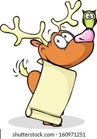 reindeer with paper sheet - you can place your text on