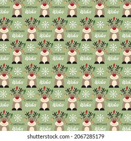 Reindeer pattern for christmas card, gift wrap design