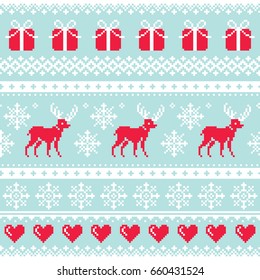 Reindeer pattern, Christmas seamless design, winter background