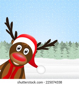 reindeer peeking side in the forest 