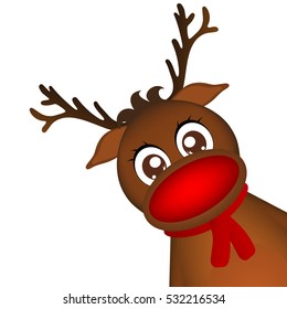 Reindeer peeking sideways on a white background.