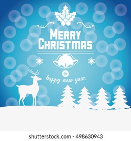 Reindeer and pine tree of Christmas design