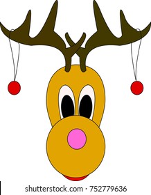 Reindeer with pink nose template - vector illustration