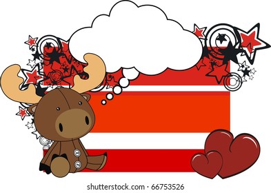 reindeer plush cartoon card in vector format very easy to edit