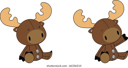 reindeer plush cartoon in vector format very easy to edit