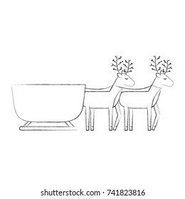 reindeer pulling christmas sledge traditional image