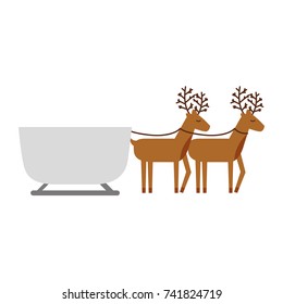 reindeer pulling christmas sledge traditional image