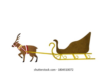 Reindeer pulling an empty sled