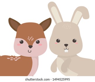 Reindeer and rabbit cartoon design