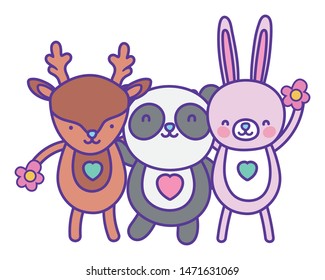 Reindeer rabbit and panda cartoon design