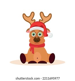 A reindeer in a red hat.