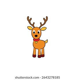 a reindeer with red nose big eyes and scarf cute