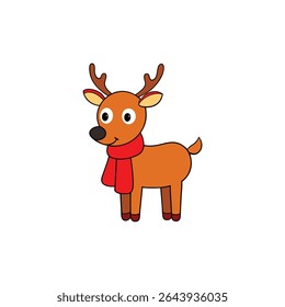 a reindeer with red nose big eyes and scarf cute