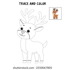 Reindeer with Red Nose coloring page for kids. Reindeer with Red Nose isolated on white background. Holiday seasons worksheet printable for kids. Christmas worksheet.