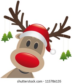 reindeer red nose hat christmas tree