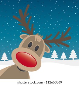 reindeer with red nose look from side