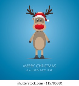 reindeer red nose and santa claus hat