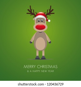reindeer red nose and santa claus hat