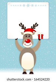 Reindeer Red Nose and Santa Claus Hat