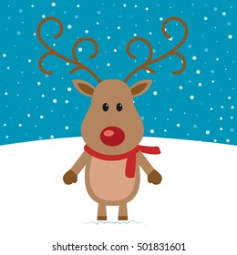Reindeer red nose with scarf, Christmas Santa helper deer