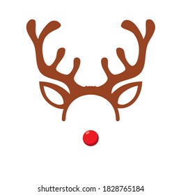 Reindeer with red nose template  vector illustration