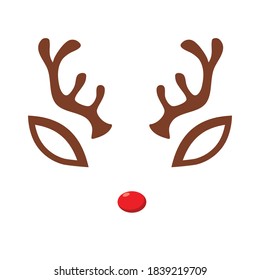 Reindeer with red nose template vector illustration