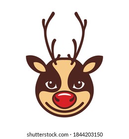 Reindeer with red nose template vector illustration