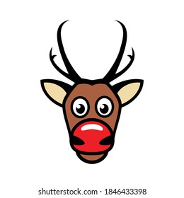 Reindeer with red nose template vector illustration